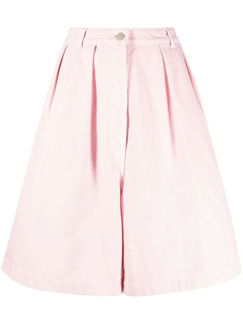 pleated denim shorts 1