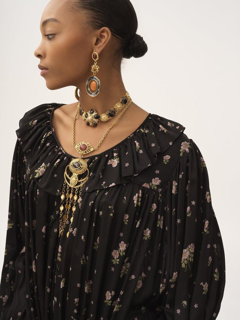 GATHERED LONG-SLEEVE MINI DRESS IN SILK CHARMEUSE 4