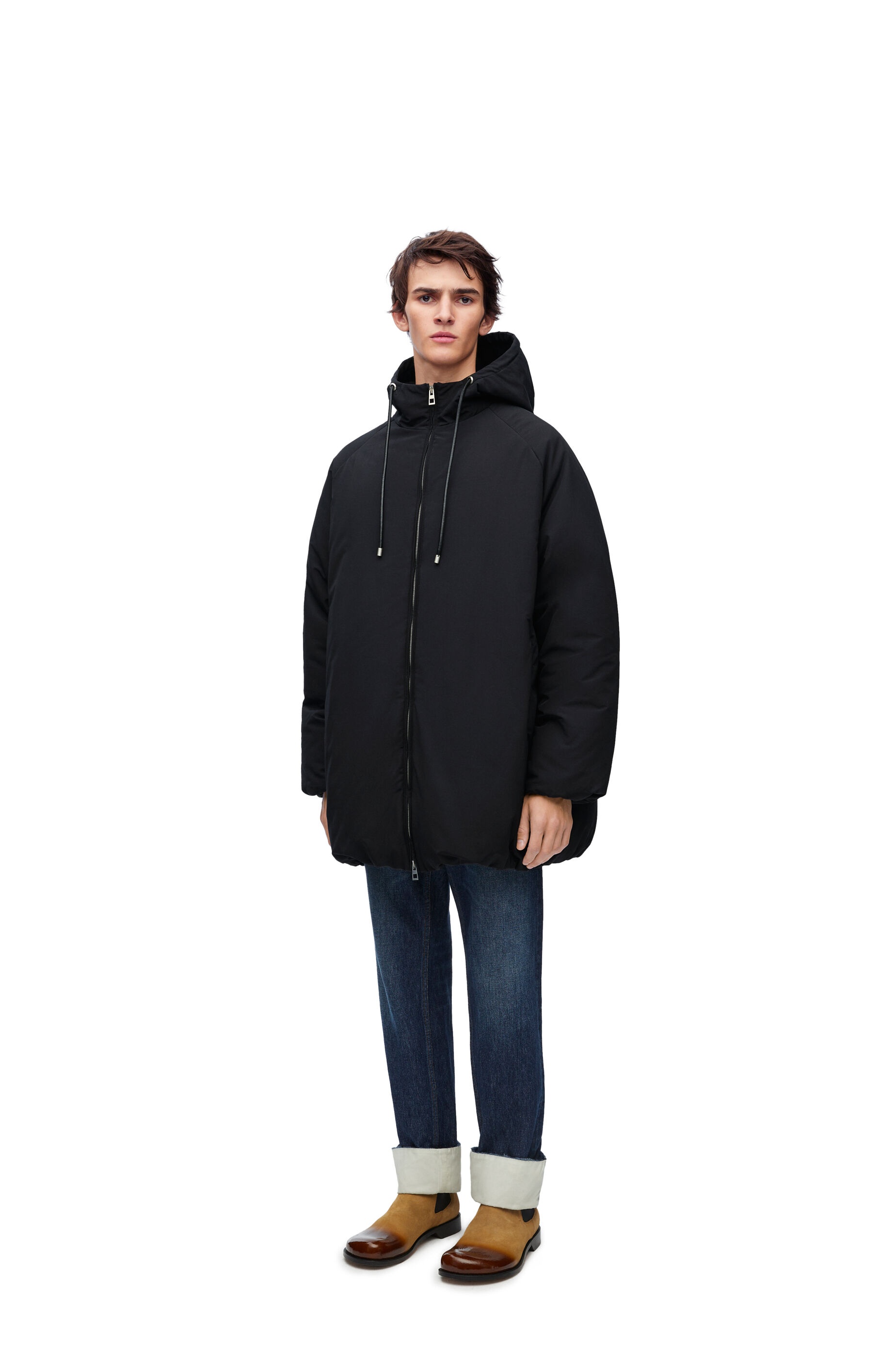 Padded bomber coat in technical cotton - 2