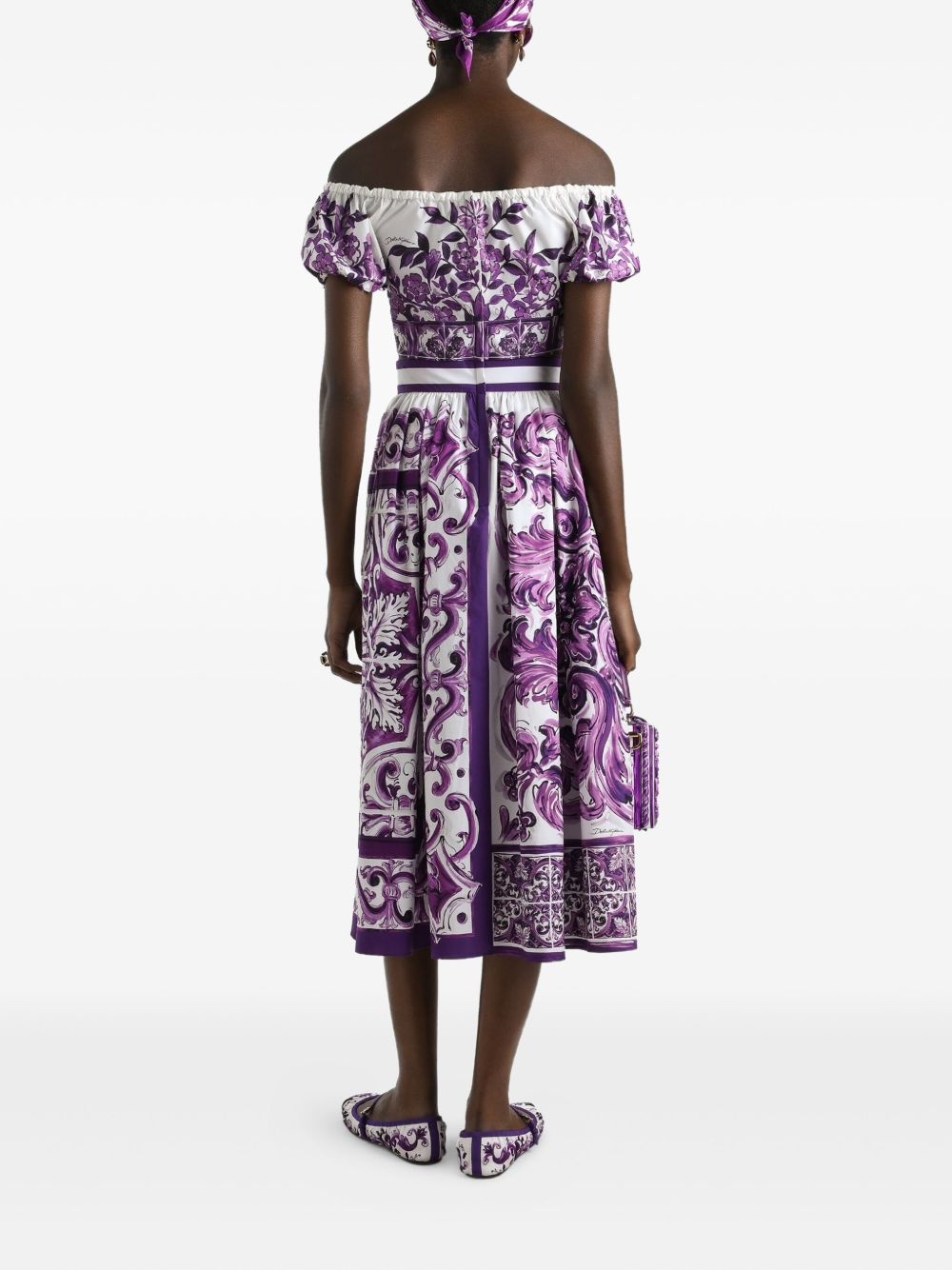 Majolica-print midi skirt - 3