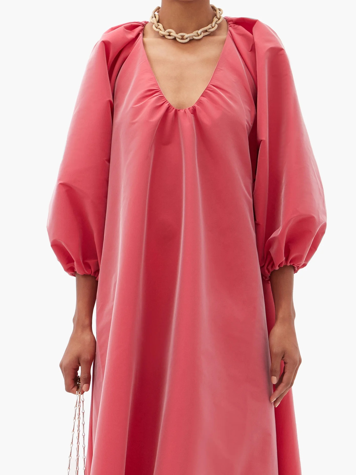 George balloon-sleeve taffeta dress - 6