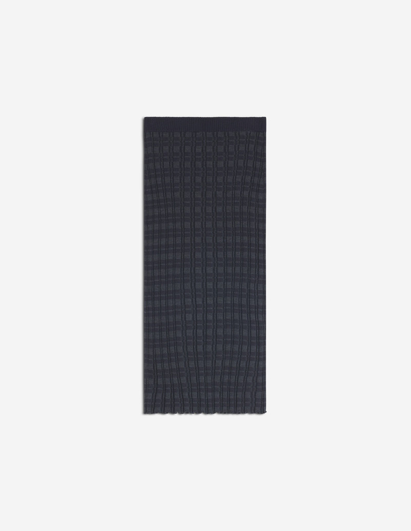 MERINO WOOL RIB CHECK LONG SKIRT 1