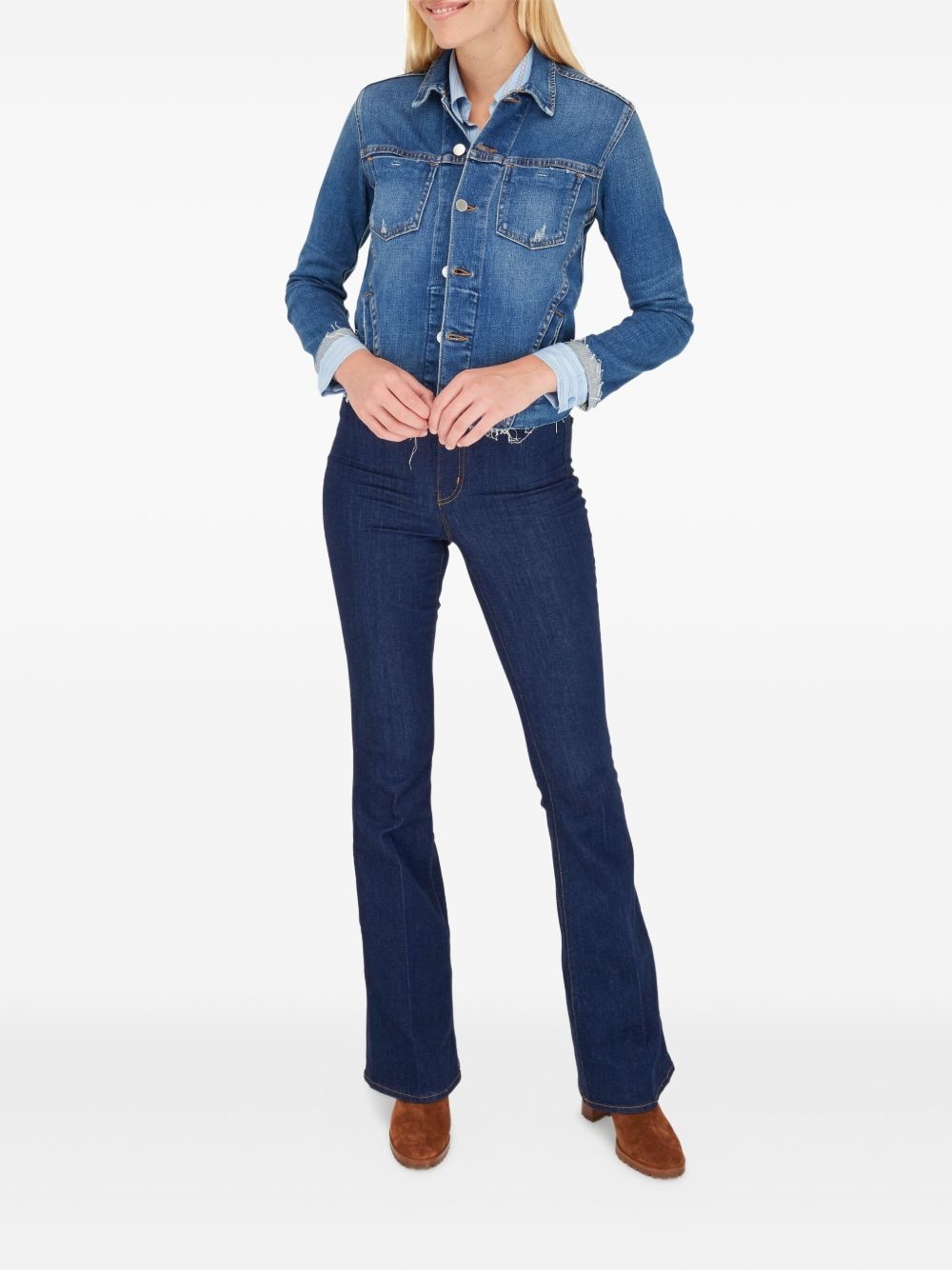distressed denim jacket - 2