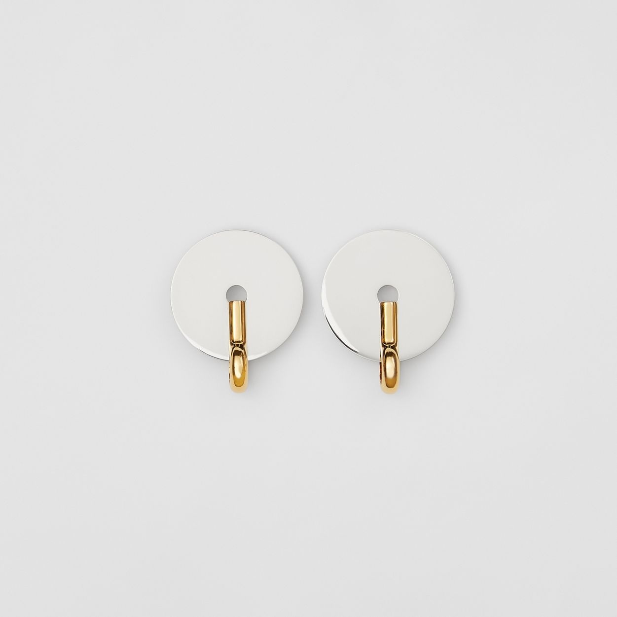 Palladium and Gold-plated Disc Earrings - 1