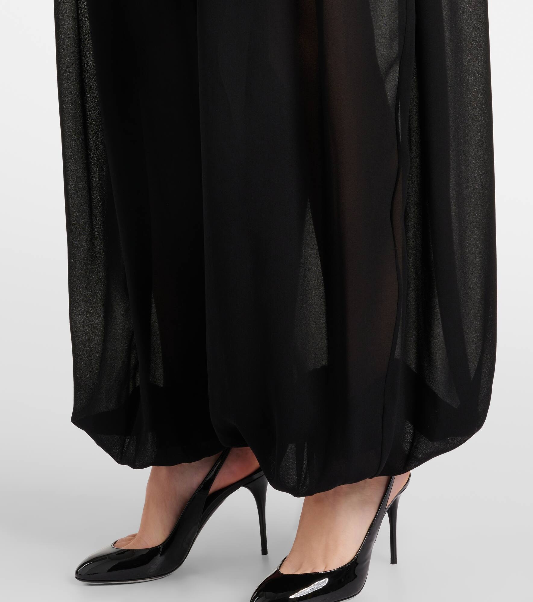 Peplum georgette wide-leg pants - 5