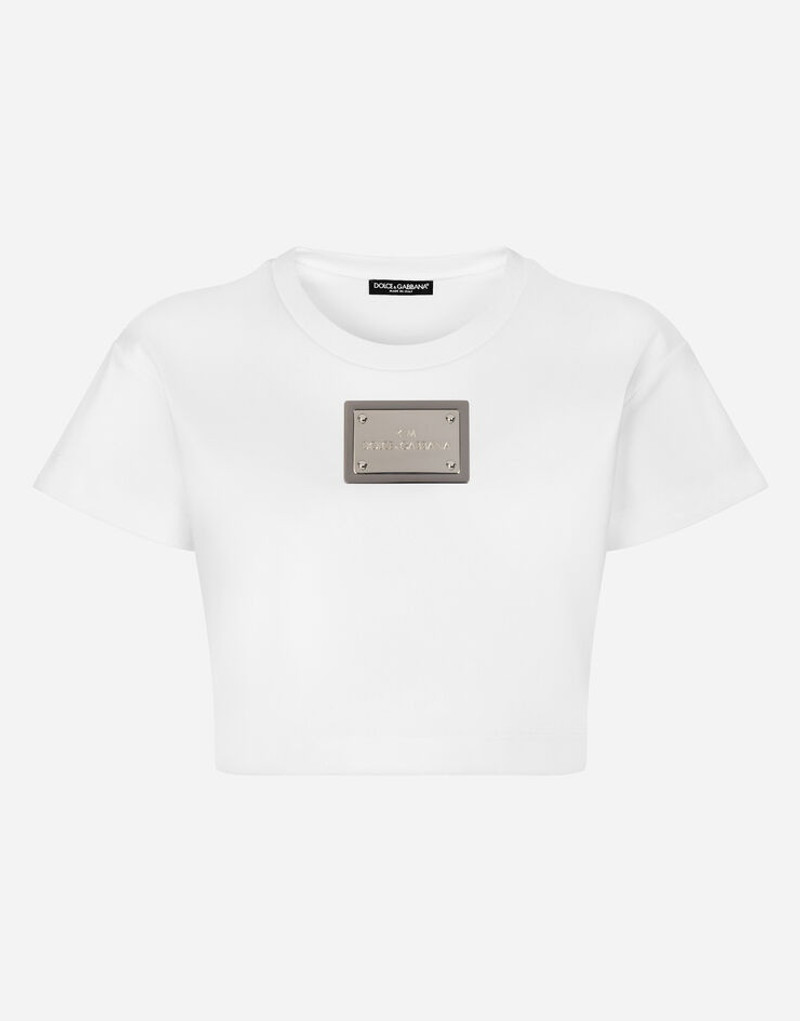 Cropped T-shirt with “KIM Dolce&Gabbana” tag 1