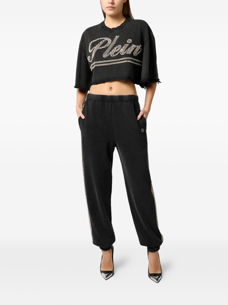 PHILIPP PLEIN logo-strass cropped T-shirt outlook