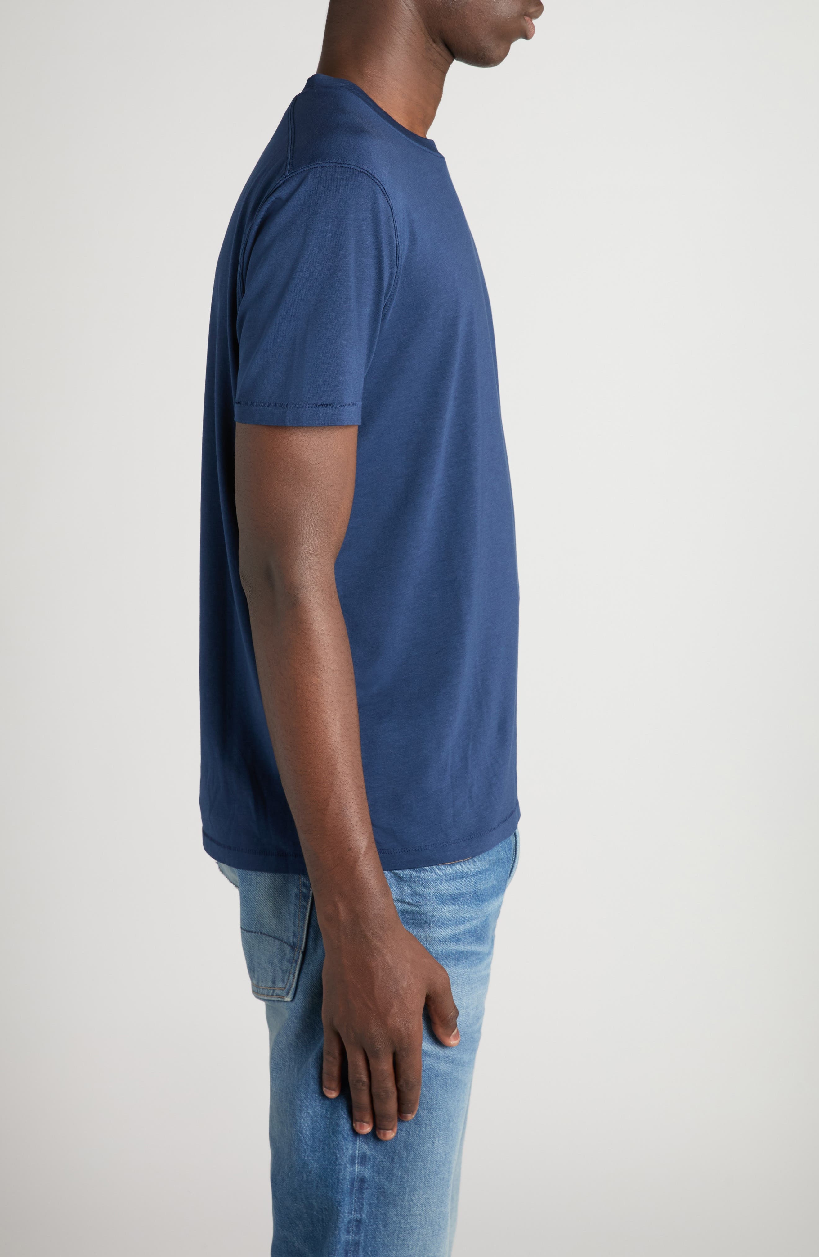 TOM FORD Short Sleeve Crewneck T-Shirt in Denim Blue at Nordstrom - 3