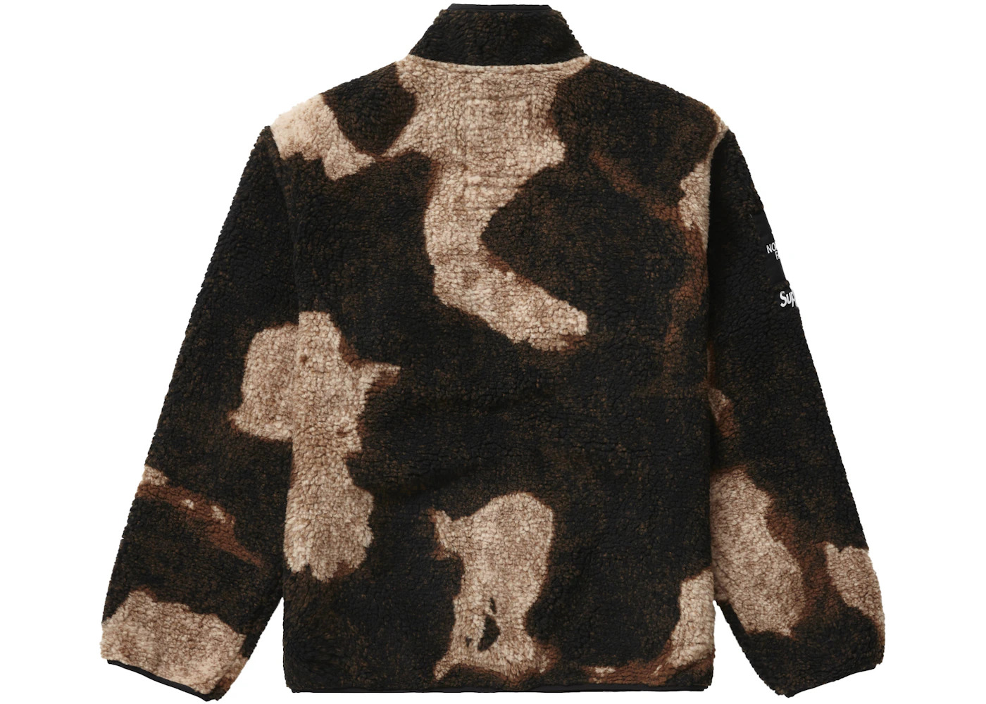 Supreme The North Face Bleached Denim Print Fleece Jacket Black - 2