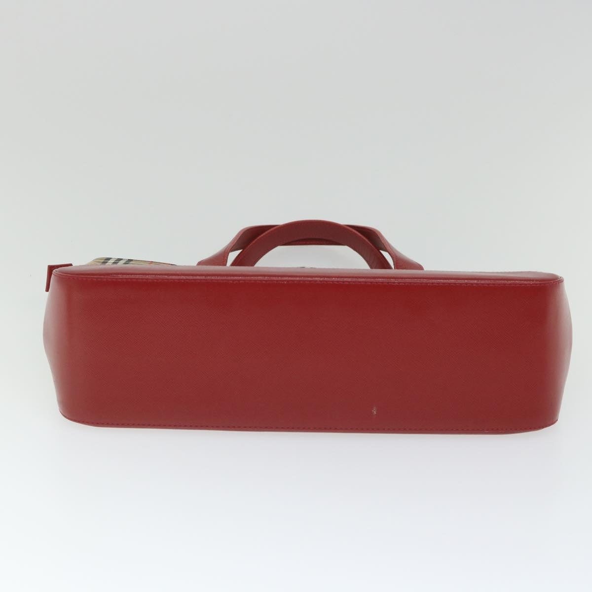 Burberry Nova Check Hand Bag Nylon Canvas Beige Red - 5