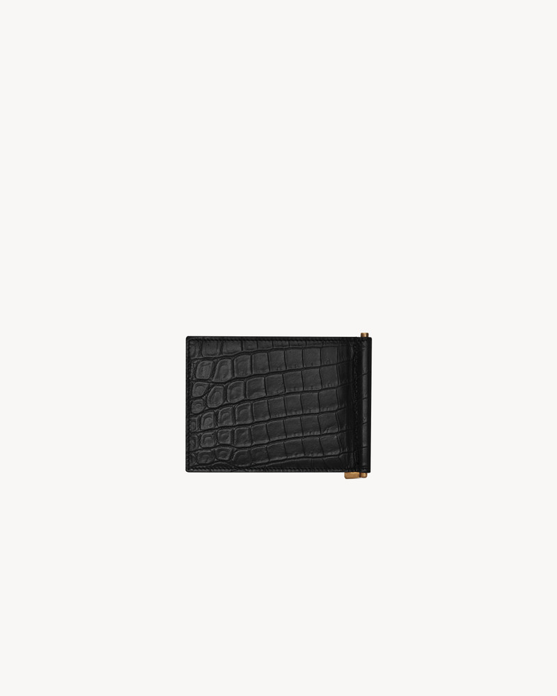 SAINT LAURENT TINY CASSANDRE BILL CLIP WALLET IN CROCODILE-EMBOSSED MATTE LEATHER outlook
