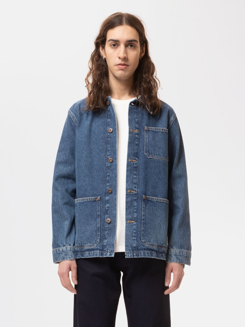 Nudie Jeans Barney Worker Jacket 90s Blue Denim outlook