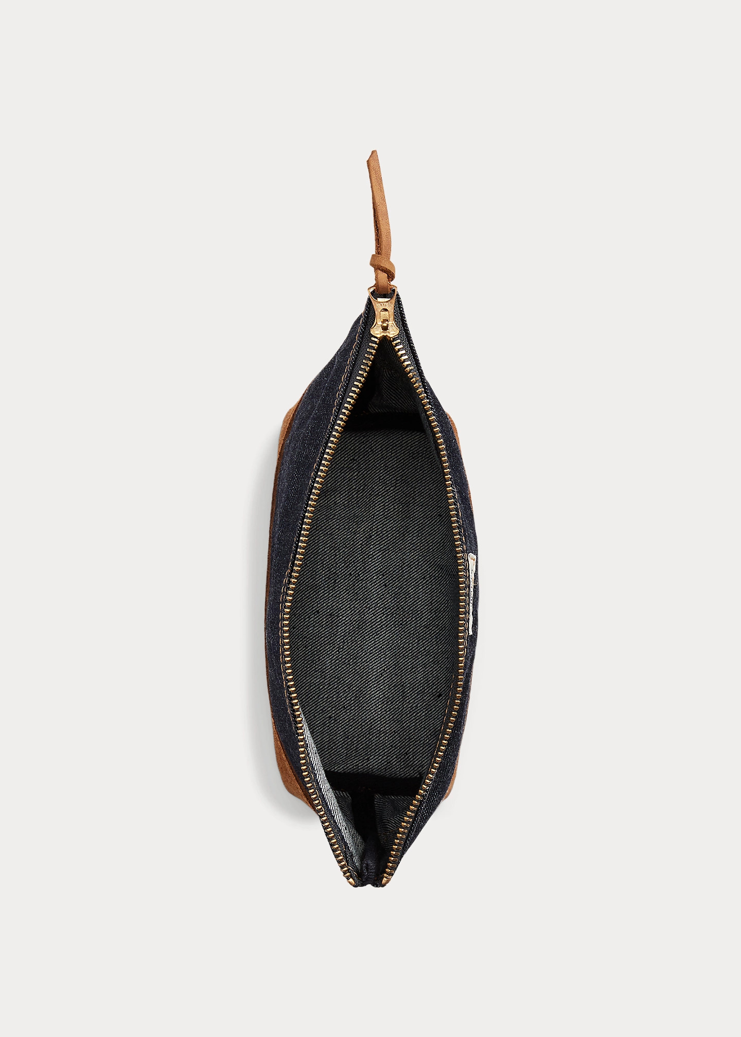 Suede-Trim Denim Pouch - 4