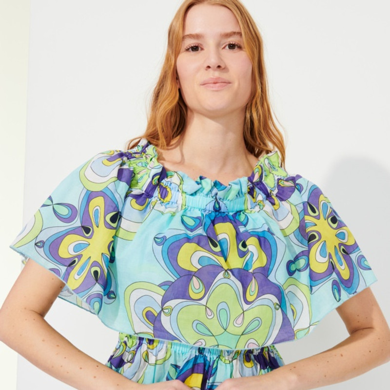 Women Cotton Off the Shoulder Long Dress Kaleidoscope 8