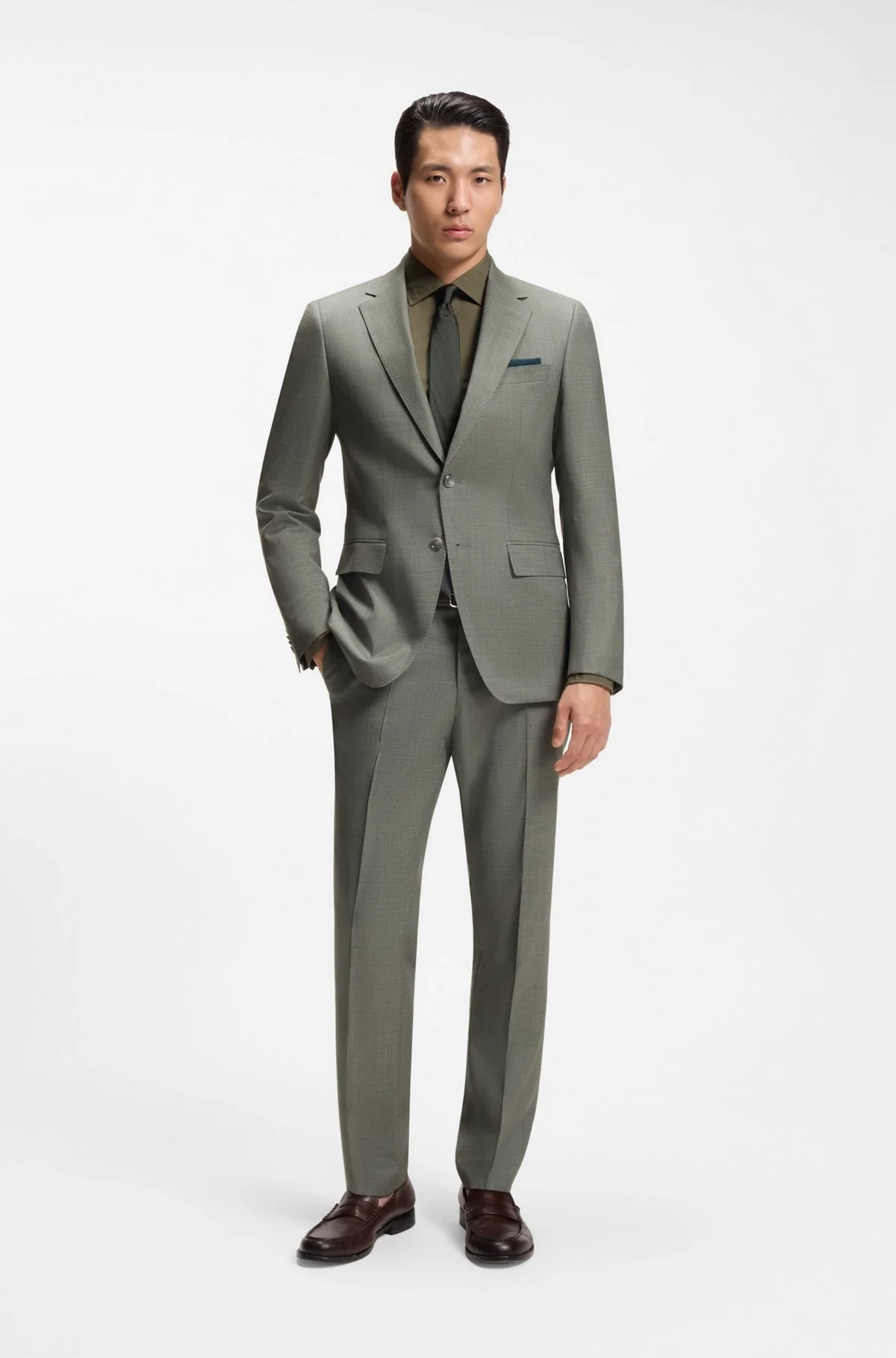 TWO-PIECE SLIM-FIT SUIT IN PATTERNED STRETCH WOOL - 1