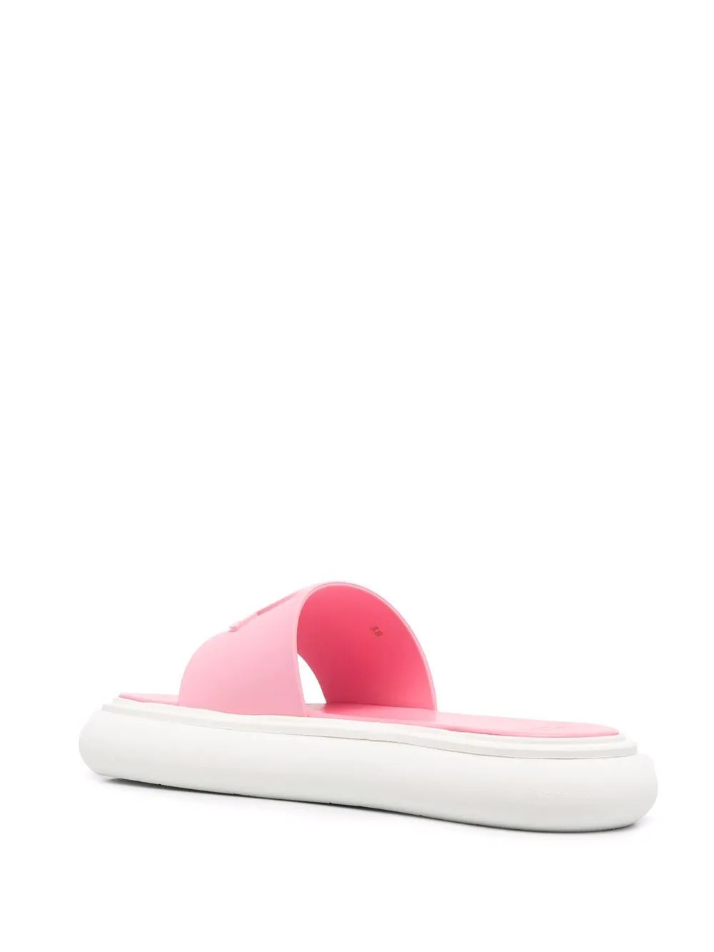debossed-logo leather slides - 3