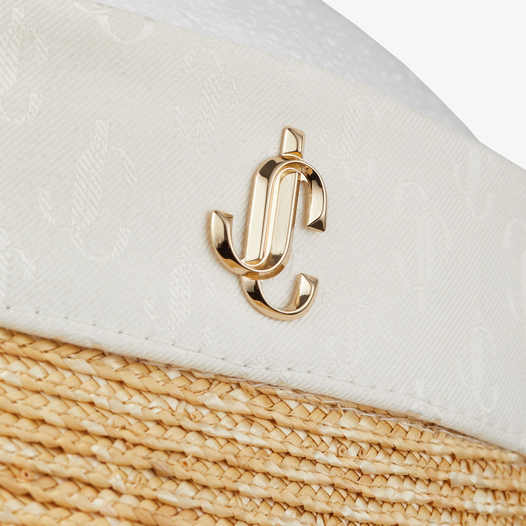 Ondine
Latte JC Monogram Jacquard Silk, Modal and Raffia Visor - 4