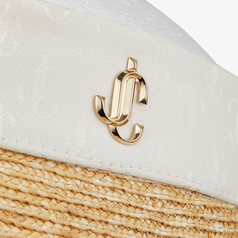 Ondine
Latte JC Monogram Jacquard Silk, Modal and Raffia Visor 4
