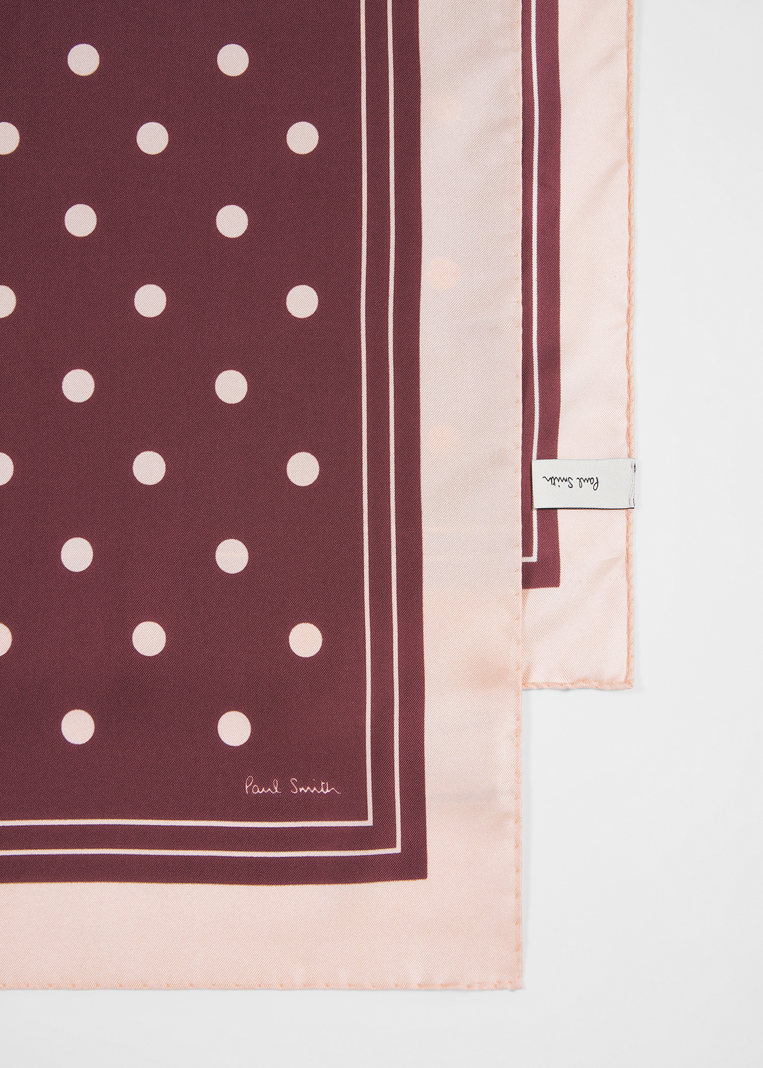 Women's Burgundy and Pink Silk Polka Dot Scarf - 2