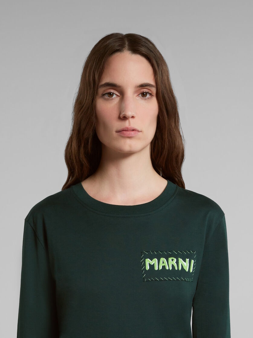 GREEN BIO-COTTON T-SHIRT WITH LOGO PRINT - 4
