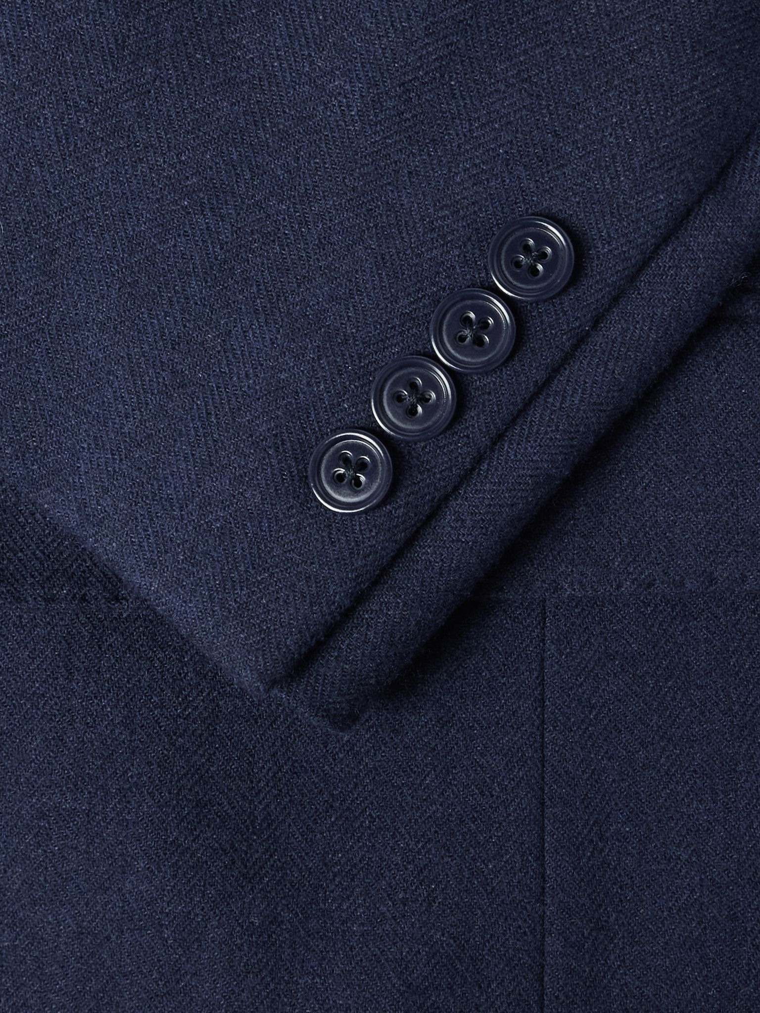Kent Slim-Fit Herringbone Wool, Silk and Cashmere-Blend Suit Jacket Blue - 4