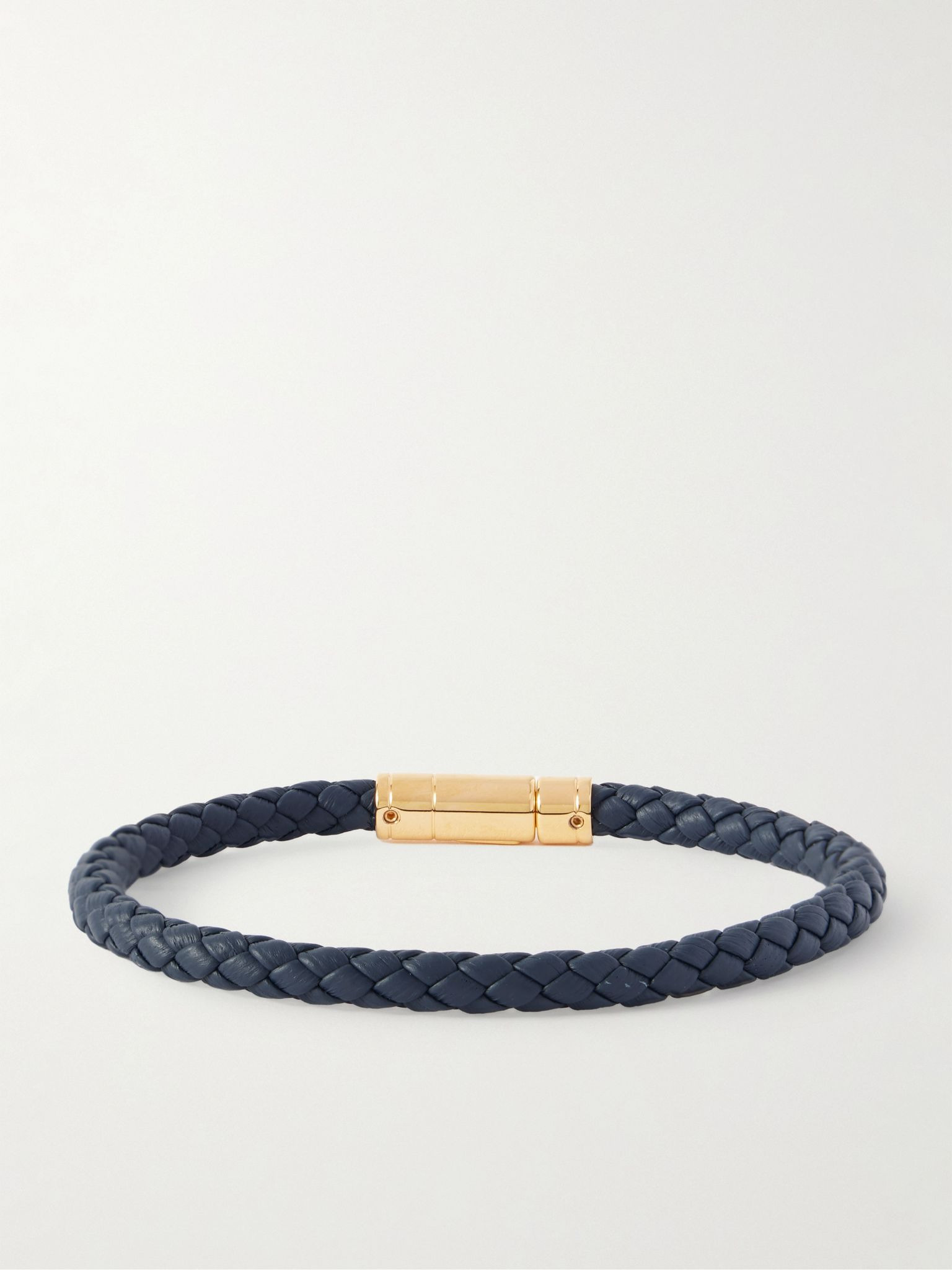 Gold-Tone and Woven Leather Bracelet Midnight blue - 3