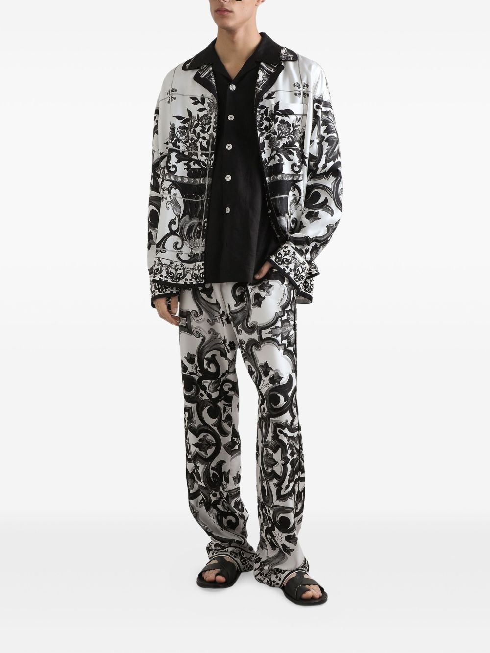 Majolica-print trousers - 2