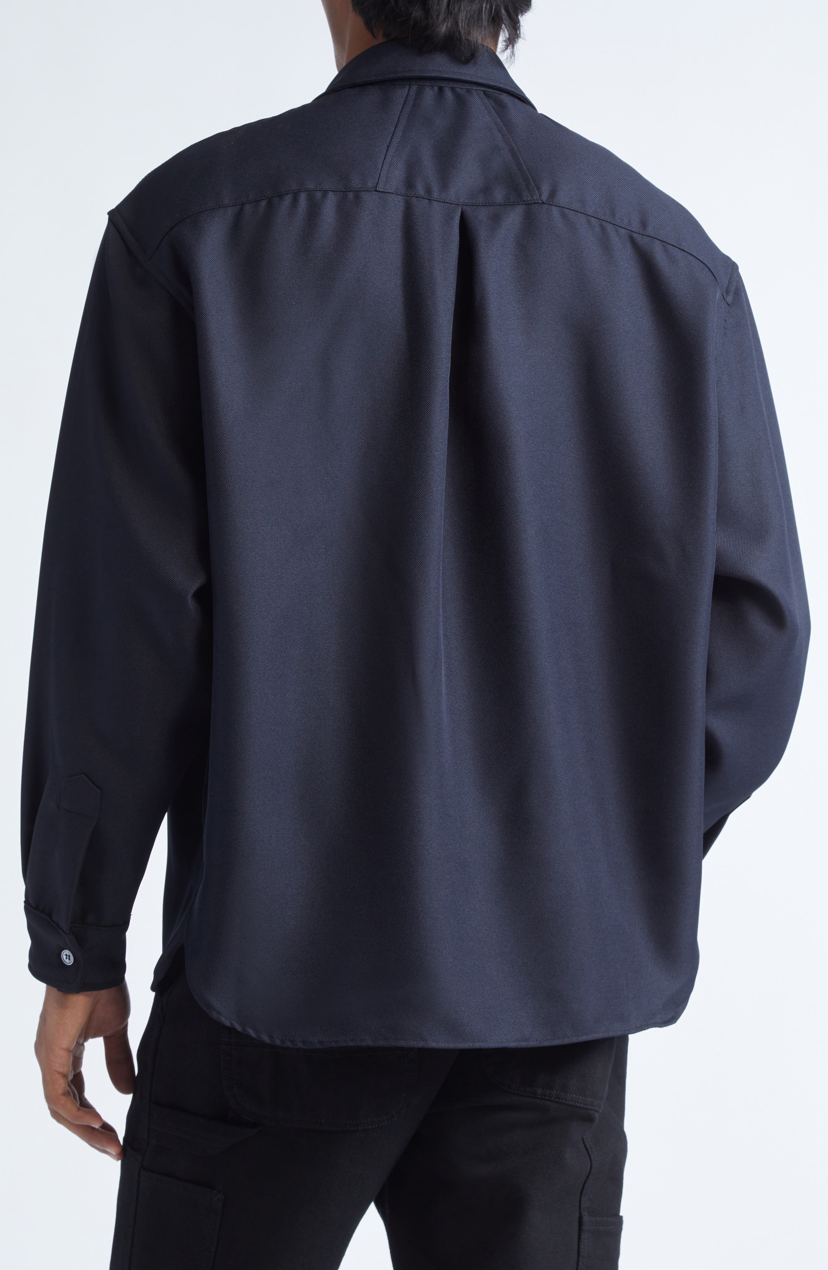 Rhude Boxy Long Sleeve Button-Up Work Shirt in Black 0015 at Nordstrom - 2