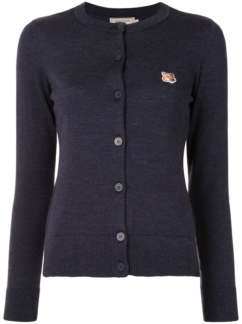 embroidered-logo wool cardigan - 1