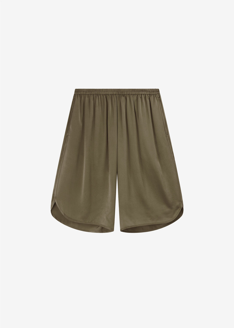 Nelis Silk Bermuda Shorts - Olive 1