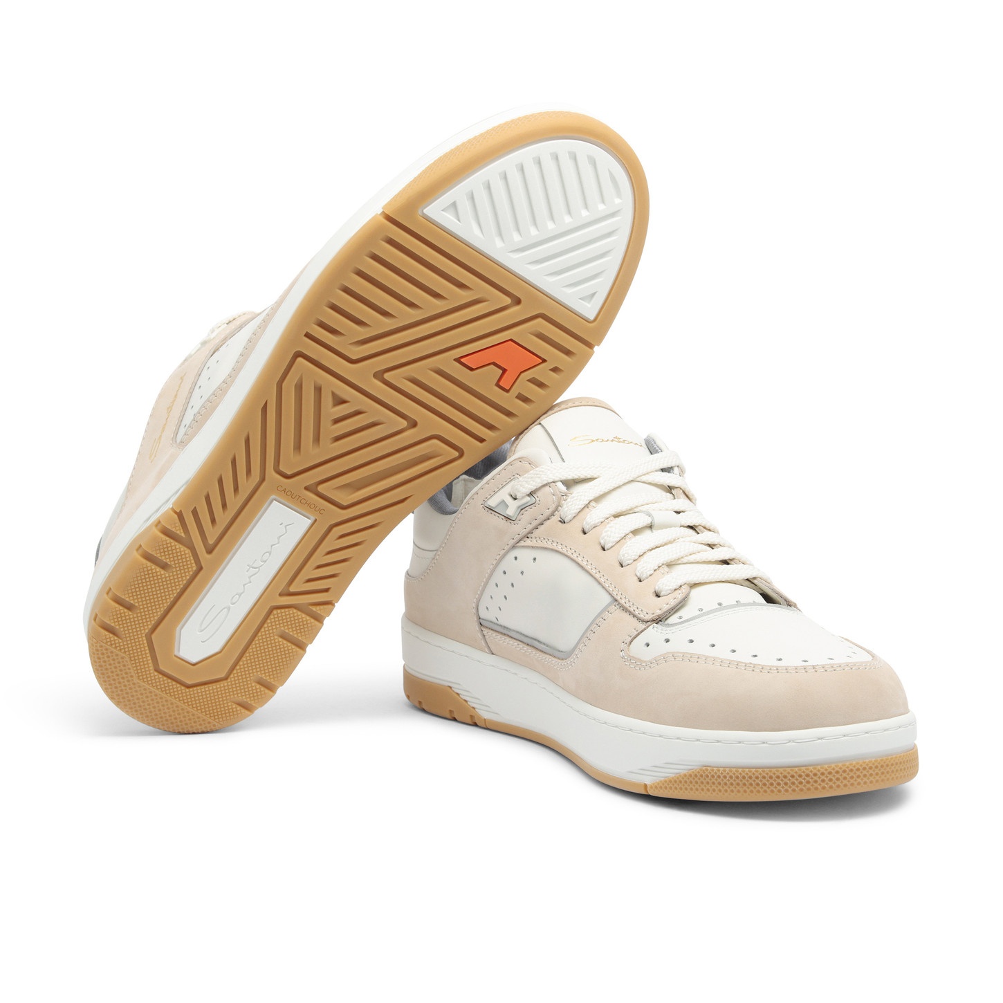 Men’s white and beige leather and nubuck Sneak-Air sneaker - 4