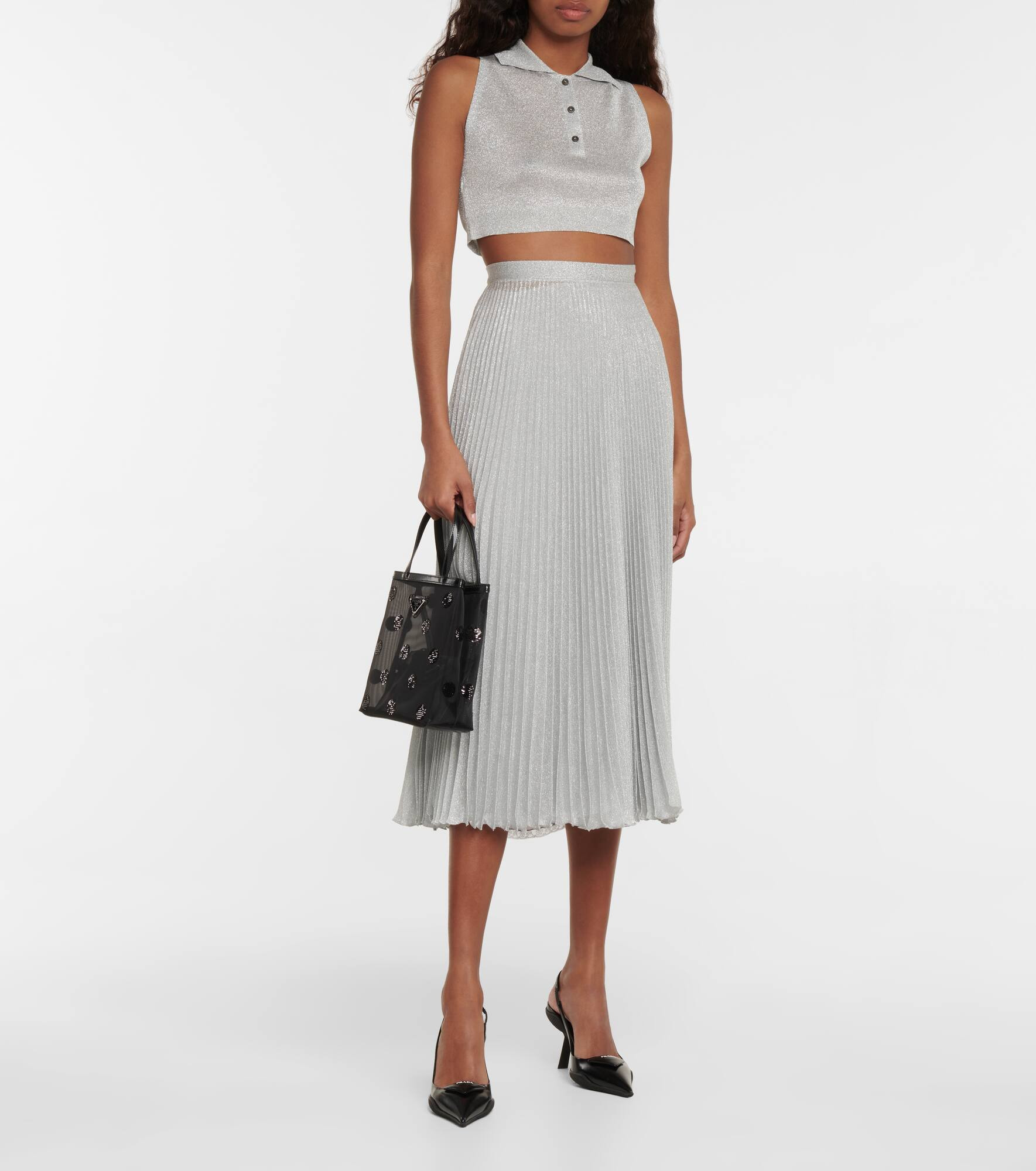 Metallic knit crop top - 2