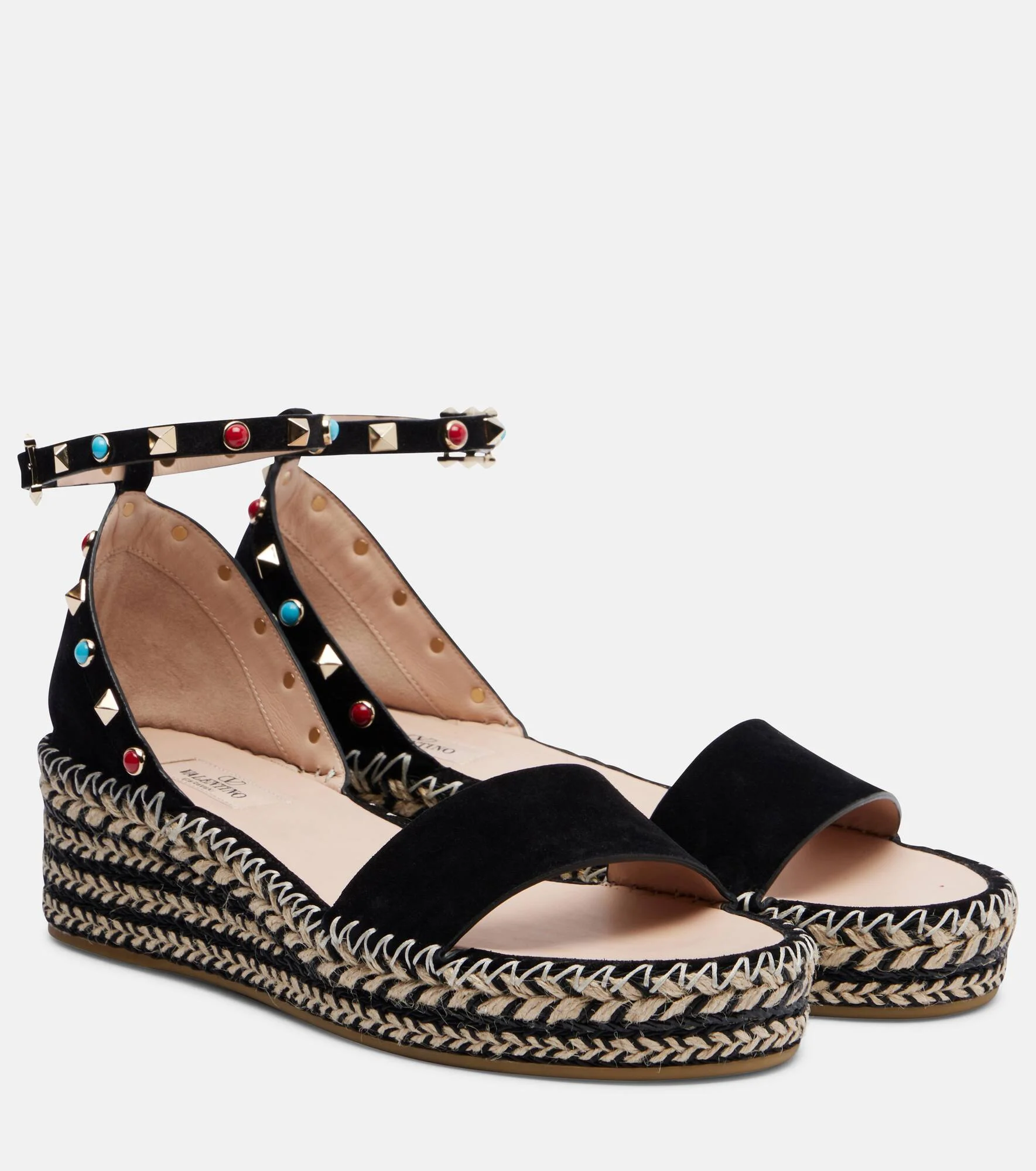 Rockstud suede espadrille sandals - 1