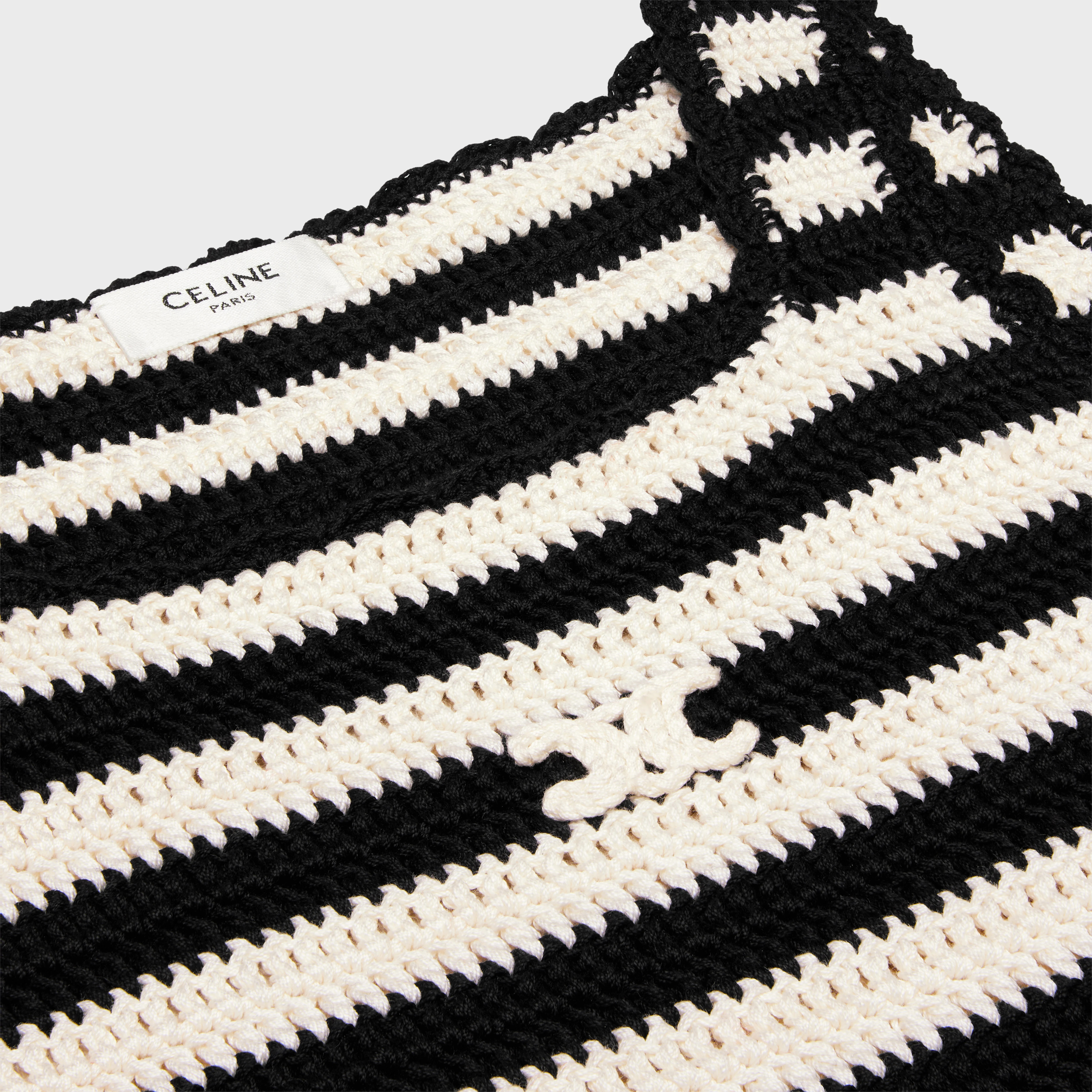 triomphe striped mini dress in crocheted cotton - 3