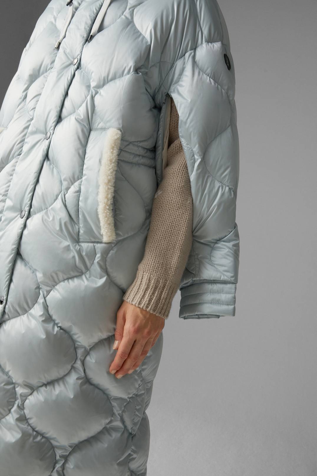 VALLY LAMBSKIN DOWN COAT IN ICE BLUE - 6