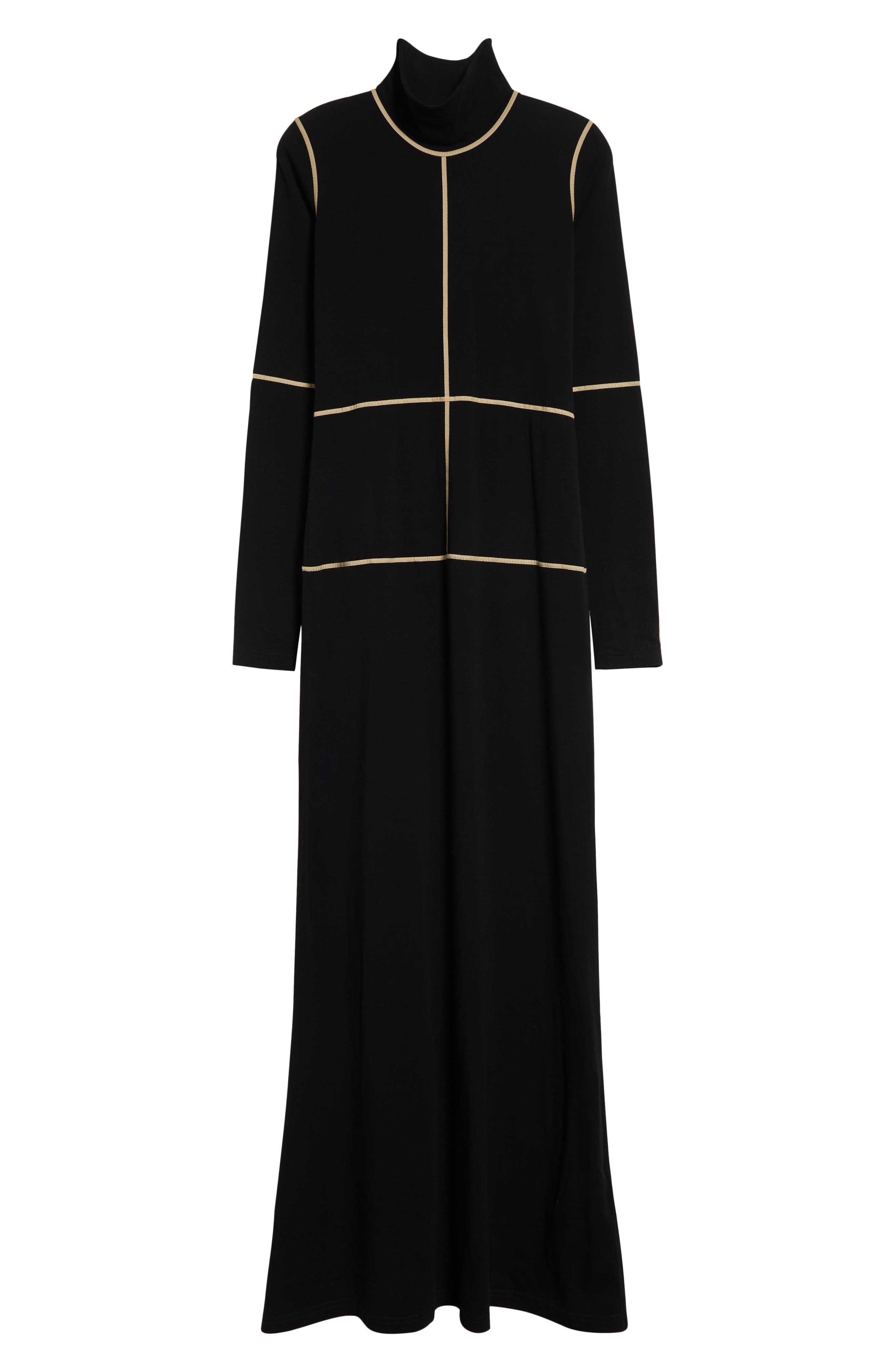 MM6 Maison Margiela Contrast Seam Long Sleeve Turtleneck Dress in Black at Nordstrom - 6