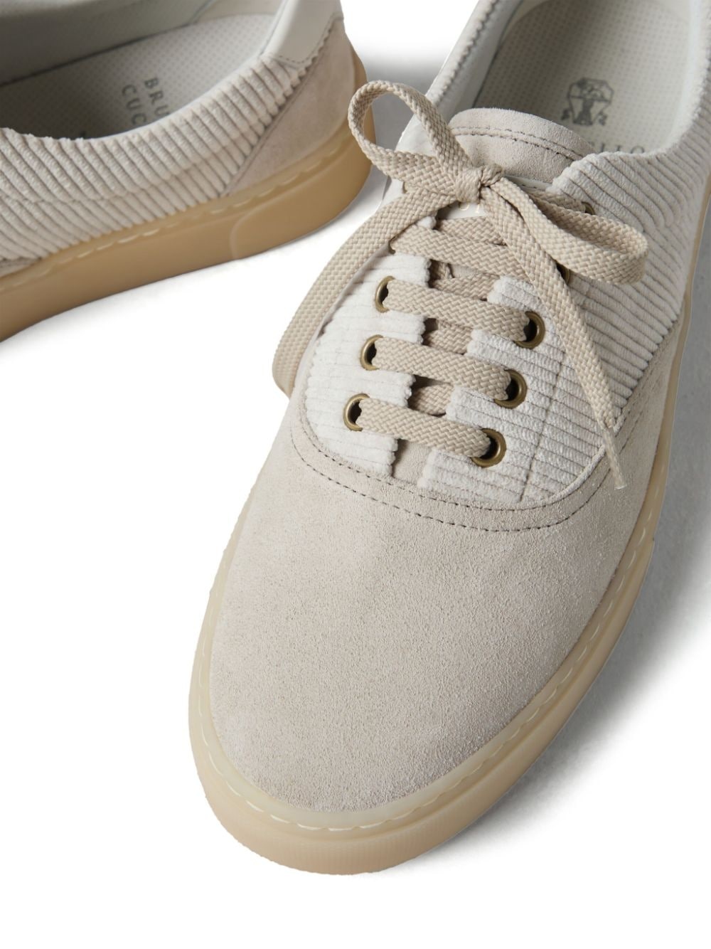panelled suede sneakers - 4