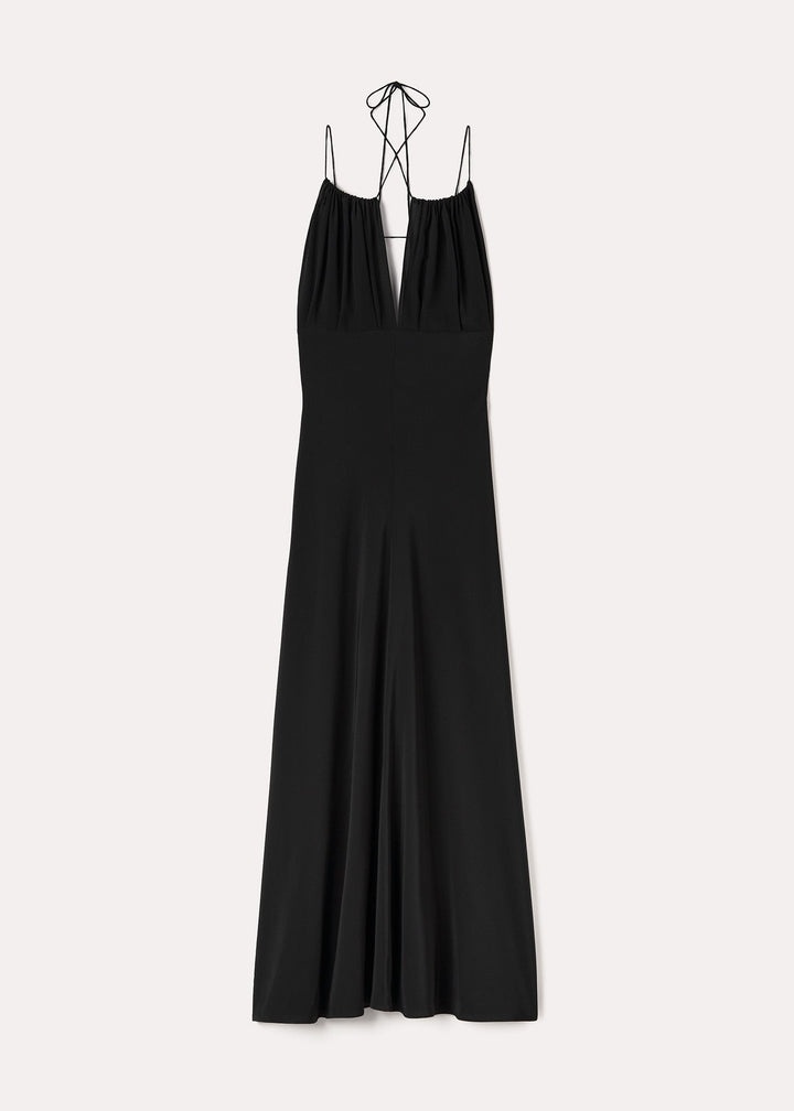 Gathered halterneck maxi dress black - 1