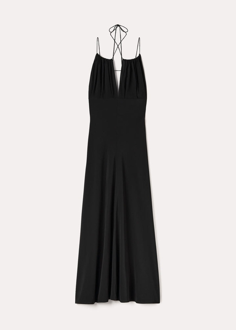 TOTEME Gathered halterneck maxi dress black - 7520638664868 | REVERSIBLE