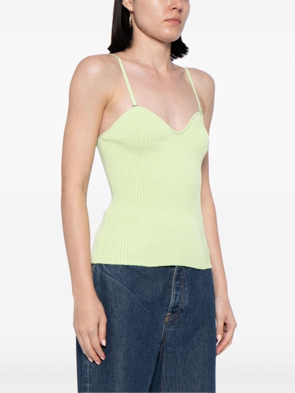 sweetheart-neck ribbed tank top - 3