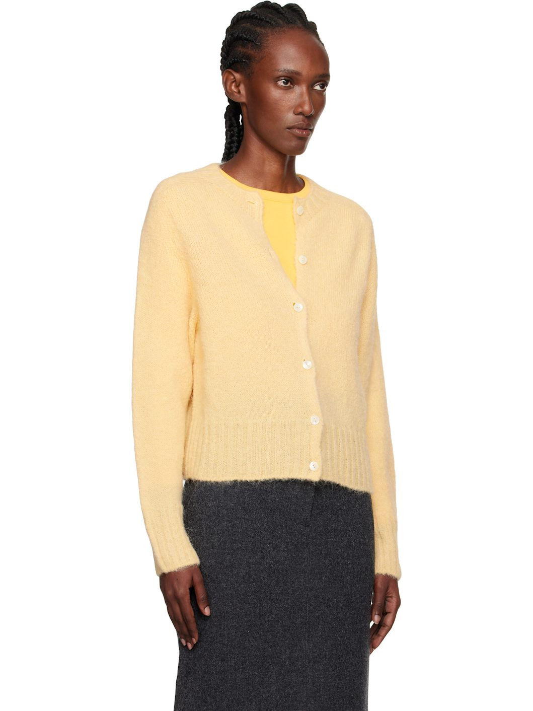 Yellow Alpaca Knit Cardigan - 2