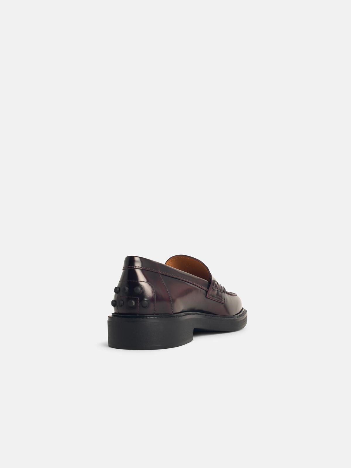 BURGUNDY LEATHER LOAFERS - 3