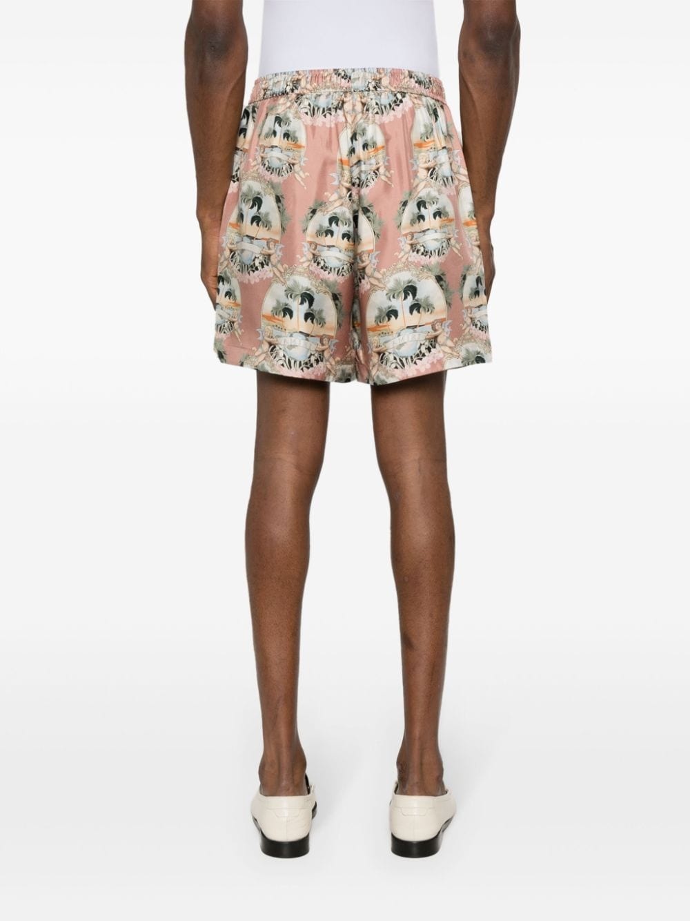 graphic-print silk shorts - 4