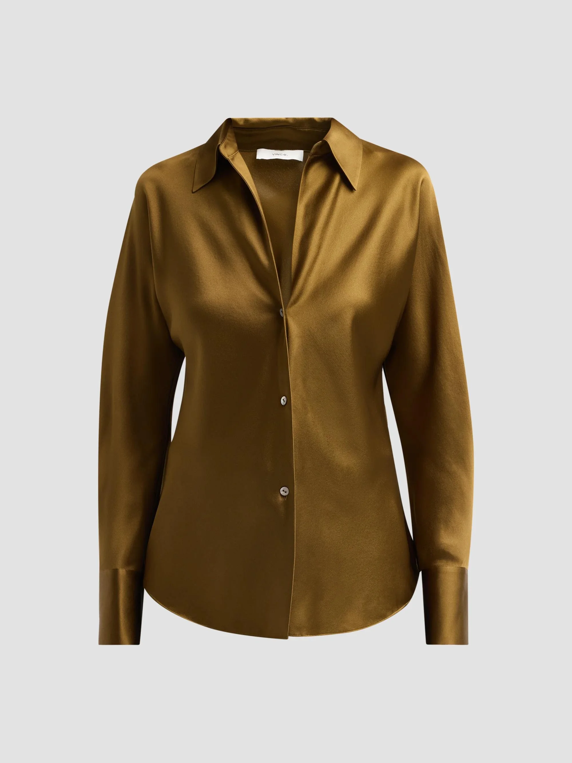 Women's Silk Long-Sleeve Blouse - Moss Ochre - 1