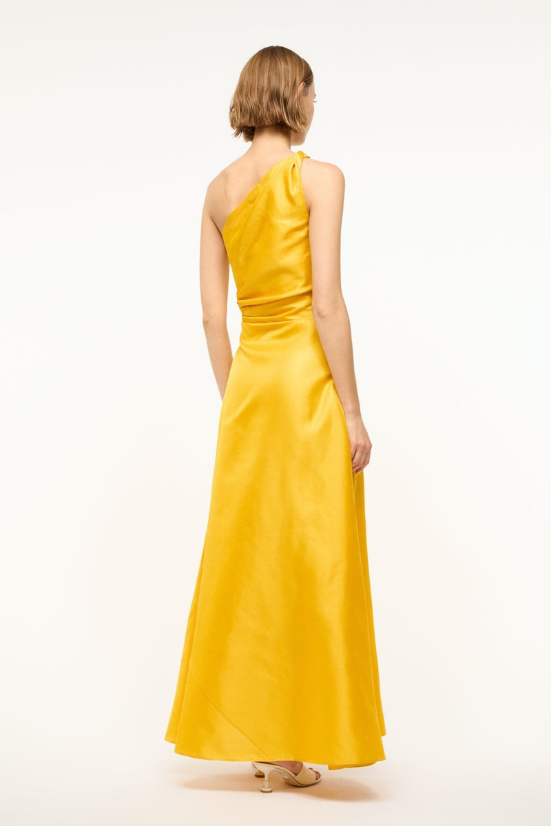 STAUD ESTE SILK DRESS 선셋 골드 5