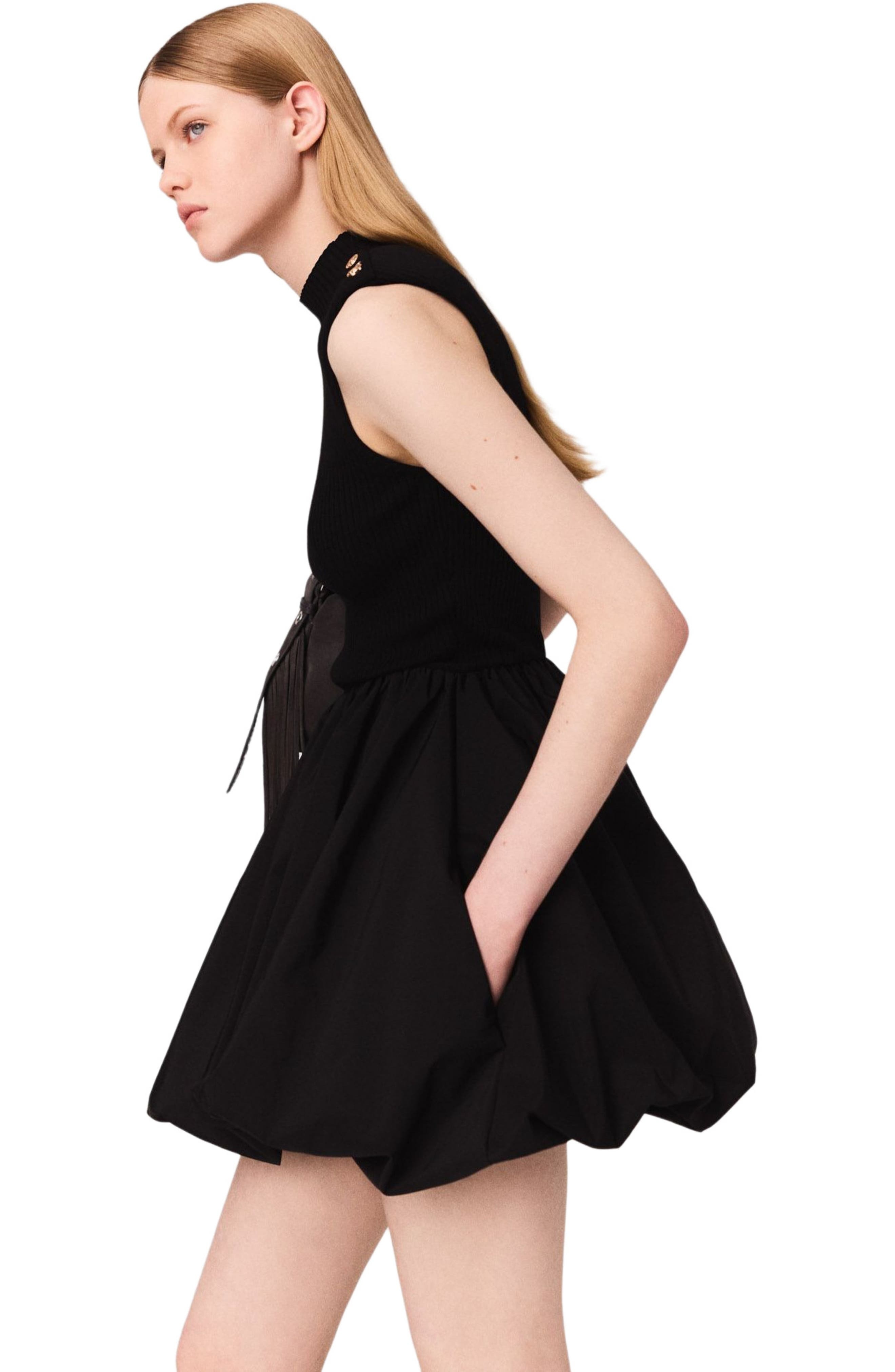 maje Short mesh and taffeta dress in Black at Nordstrom - 2