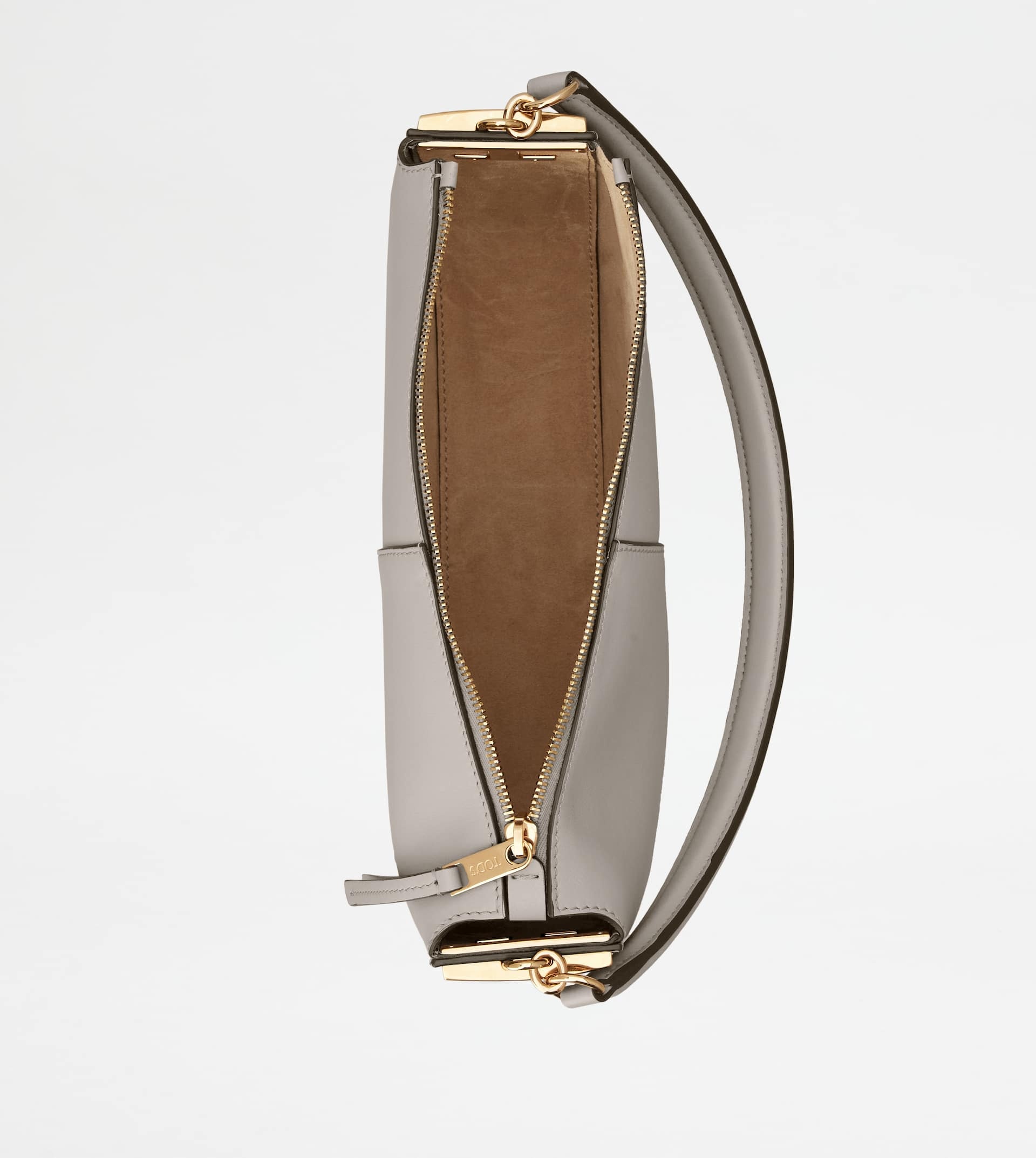 TOD'S T CASE HOBO BAG IN LEATHER MINI - GREY - 5