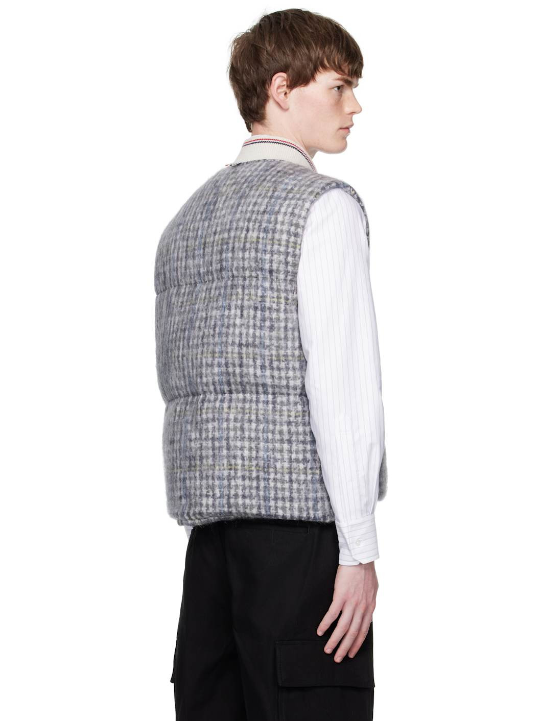 Gray Gunclub Check Hair Mohair Down Vest - 3