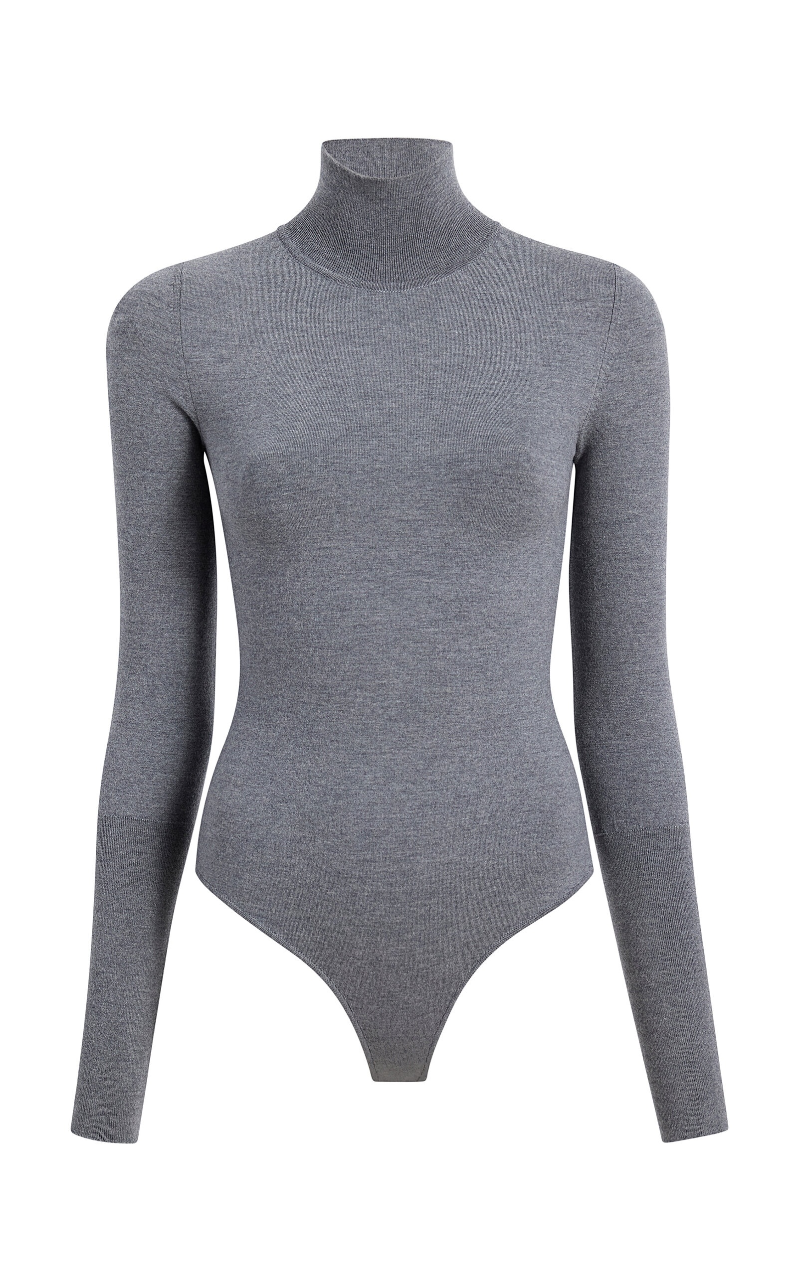 Thea Knit Wool-Blend Turtleneck Bodysuit grey - 1