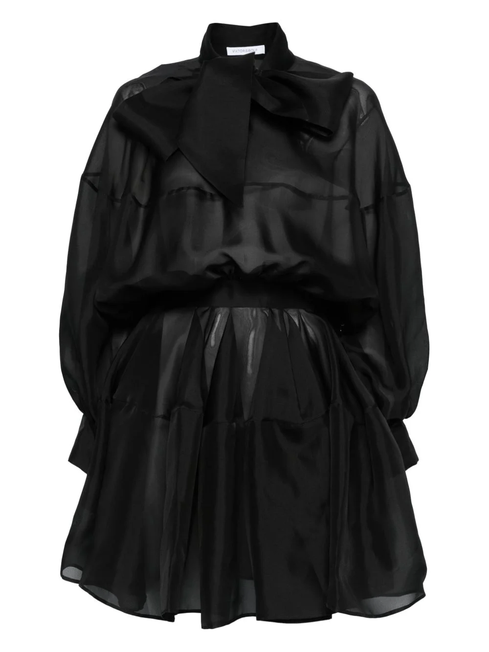 pussy-bow mini dress - 1